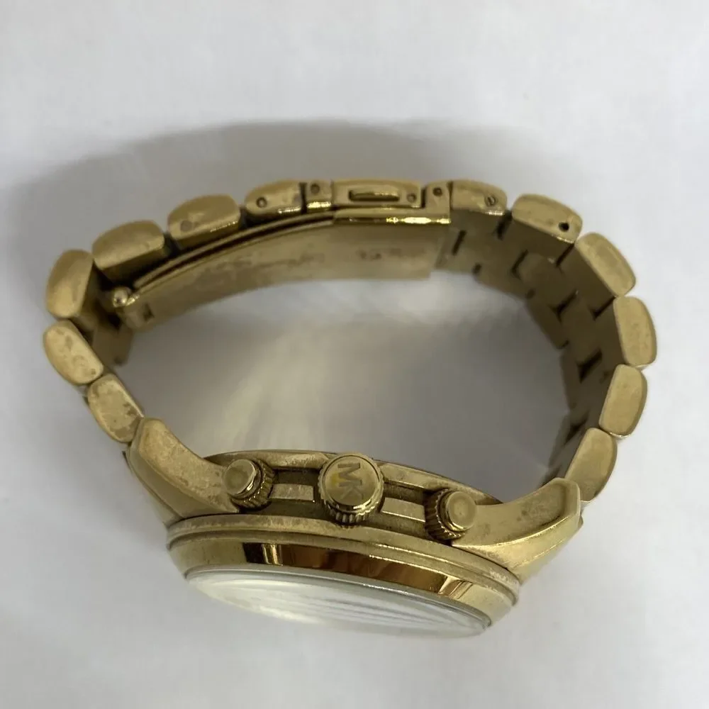 Michael Kors MK5055 Unisex Gold Stainless Steal Analog Dial Quartz Watch GE445
